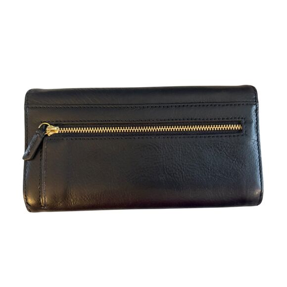 Fossil Emma RFID Flap Black Leather Clutch Wallet SL7155001 - Picture 2 of 9
